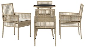 vidaXL Σέτ φαγητού για κήπο 5 pcs Μπεζ συνθετικό ρατάν