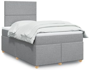 vidaXL Κρεβάτι Boxspring με Στρώμα Ανοιχτό Γκρι 120x200 εκ. Υφασμάτινο