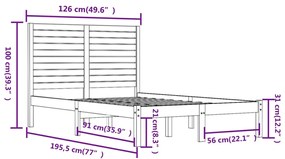 vidaXL Πλαίσιο Κρεβατιού Μαύρο 120 x 190 εκ. Μασίφ Ξύλο Small Double