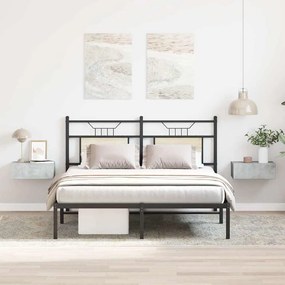 vidaXL Κομοδίνα Κρεμαστά 2τεμ. Γκρι Σκυροδ. 40x30x15εκ. από Επεξ. Ξύλο