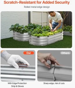 VEVOR Metal Raised Garden Bed 4x2x1 ft Outdoor Galvanized Planter Box Silver