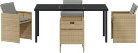 vidaXL Σέτ φαγητού για κήπο 5 pcs Μπεζ συνθετικό ρατάν