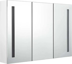 vidaXL Καθρέφτης Μπάνιου με Ντουλάπι &amp; LED Γυαλ. Λευκό 89x14x62 εκ.