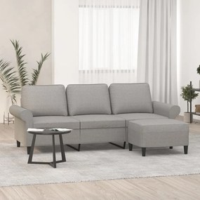 vidaXL Καναπές Τριθέσιος Αν. Γκρι 180 εκ. Υφασμάτινος με Υποπόδιο