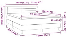 Κρεβάτι Boxspring με Στρώμα Σκούρο Γκρι 140x200 εκ. Βελούδινο - Γκρι