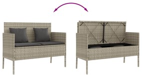 vidaXL Πάγκος Κήπου Ανοιχτό Γκρι από Συνθετικό Ρατάν με Μαξιλάρια