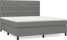 vidaXL Κρεβάτι Boxspring με Στρώμα Σκούρο Γκρι 160x200 εκ Υφασμάτινο