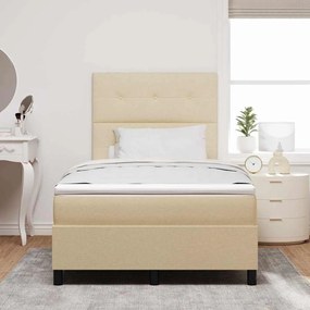 vidaXL Κρεβάτι με ελατήρια με κεφαλάρι Κρεμ 120 x 190 cm ύφασμα