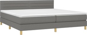 vidaXL Κρεβάτι Boxspring με Στρώμα Σκούρο Γκρι 200x200 εκ. Υφασμάτινο
