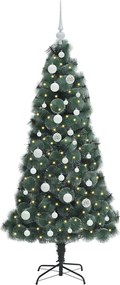 vidaXL Τεχνητό προφορεμένο χριστουγεννιάτικο δέντρο με σετ μπαλών PET