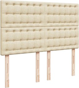 vidaXL Κρεβάτι Boxspring με Στρώμα Κρεμ 140x190 εκ. Υφασμάτινο