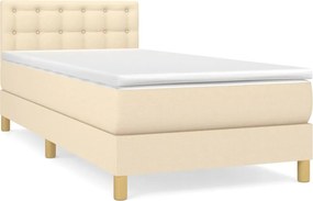 vidaXL Κρεβάτι Boxspring με Στρώμα Κρεμ 100 x 200 εκ. Υφασμάτινο