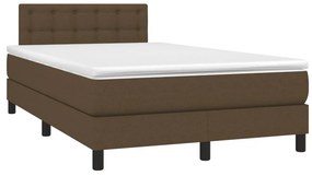 vidaXL Κρεβάτι Boxspring με Στρώμα &amp; LED Σκ.Καφέ 120x190εκ. Υφασμάτινο