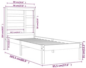 ΠΛΑΙΣΙΟ ΚΡΕΒΑΤΙΟΥ 90 X 200 ΕΚ. ΑΠΟ ΜΑΣΙΦ ΞΥΛΟ 3105780