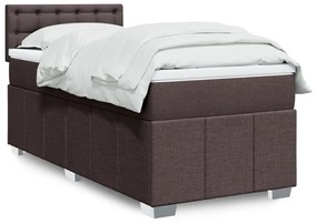 vidaXL Κρεβάτι Boxspring με Στρώμα Σκούρο Καφέ 90x190 εκ. Υφασμάτινο