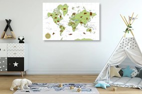 Εικόνα χάρτη με ζώα - 120x80