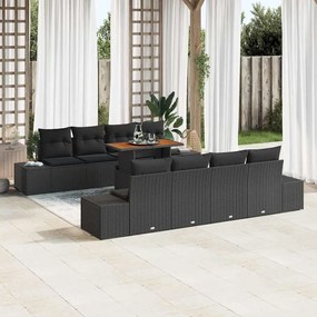 vidaXL Σετ Καναπέ Κήπου με αποθήκευση 9 pcs Μαύρο Πολυ ράταν