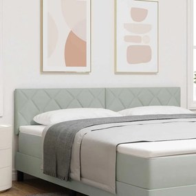 vidaXL LED Κεφαλάρι με φώτα λωρίδας LED Ανοιχτό γκρι 180 cm Βελούδο