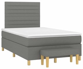 vidaXL Κρεβάτι Boxspring με Στρώμα Σκούρο Γκρι 120x190 εκ Υφασμάτινο