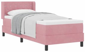 vidaXL Κρεβάτι με Ελατήρια και Στρώμα Μαύρο 100x200 εκ. Βελούδο Ροζ