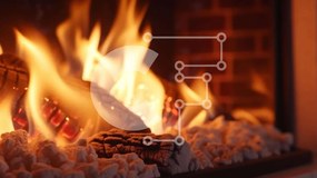 Intra Συλλεκτικό Ξύλινο Παζλ Plywood 4mm - Τζάκι με φλόγες και κορμούς Σε Ξύλινο Κουτί - Διαστάσεις Puzzle: 10x10 cm – 25 κομμάτια