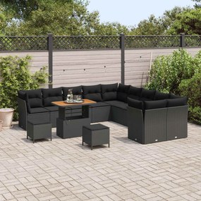 vidaXL Σετ Καναπέ Κήπου 13 pcs Μαύρο συνθετικό ρατάν