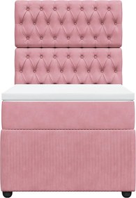vidaXL Κρεβάτι Boxspring με Στρώμα Ροζ 80 x 200 εκ. Βελούδινο