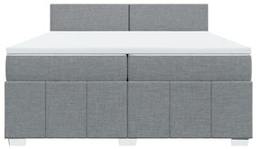 vidaXL Κρεβάτι Boxspring με Στρώμα Ανοιχτό Γκρι 200x200 εκ. Υφασμάτινο