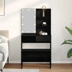 vidaXL Σετ Τραπέζι Μακιγιάζ LED 2 pcs Μαύρη Οξυά Επεξεργασμένο ξύλο