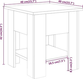vidaXL Τραπεζάκι Σαλονιού Γυαλ. Λευκό 40x40x42 εκ. Επεξεργ. Ξύλο