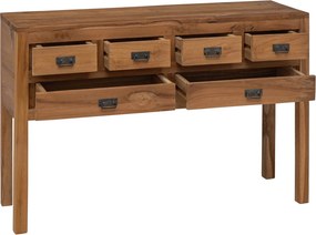 vidaXL Πλαϊνό γραφείο Φυσικό 110 x 35 x 75,5 εκ Στερεό Ξύλο Τίκ