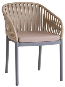 EMERY Πολυθρόνα Βεράντας-Κήπου PP-UV Sand Beige-Ανθρακί, Μαξιλάρι Μπεζ (KD) 56x59x80cm