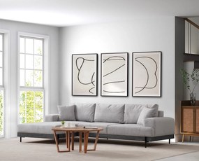 Corner Sofa Eti Black Left - Grey Grey