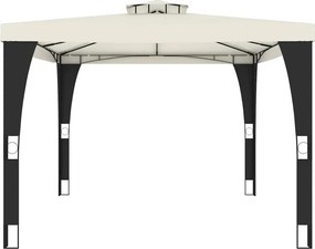 vidaXL Κιόσκι με Διπλή Οροφή Κρεμ 3,98x2,98 μ. Ατσάλινο