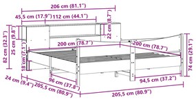 Σκελετός Κρεβ. Χωρίς Στρώμα Καφέ Κεριού 200x200 εκ Μασίφ Πεύκο - Καφέ