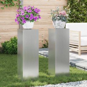 vidaXL Υπαίθρια Σταντ Φυτών Πυλώνας 2 τμχ 24x24x75 εκ Γαλβανισμένο Ατσάλι