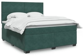 vidaXL Κρεβάτι Boxspring με Στρώμα Σκούρο Πράσινο 180x200εκ. Βελούδινο