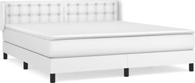 vidaXL Κρεβάτι Boxspring με Στρώμα Λευκό 160x200εκ.από Συνθετικό Δέρμα