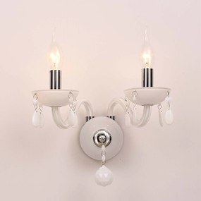 Φωτιστικό Τοίχου Δίφωτο BLK82042WWC White Crystal, Metal