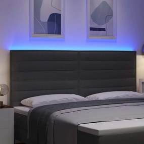 vidaXL LED κεφαλάρι Σκούρο Γκρι ύφασμα