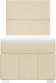 vidaXL Κρεβάτι Boxspring με Στρώμα Κρεμ 90x190 εκ.Υφασμάτινο