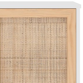 vidaXL Μπουφές Λευκός 105 x 30 x 60 εκ. Μασίφ Πεύκο &amp; Φυσικό Ρατάν