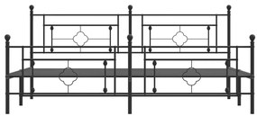 vidaXL Πλαίσιο Κρεβατιού με Κεφαλάρι&Ποδαρικό Μαύρο 193x20 εκ. Μέταλλο