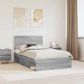 vidaXL Σκελετός Κρεβατιού Γκρι Sonoma 135 x 190 cm
