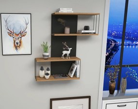 Ράφι Τοίχου Ανθρακί / Δρυς CRELOE 65x19x96