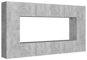 vidaXL Έπιπλα Τηλεόρασης Σετ 8 τεμ. Γκρι Σκυροδέματος από Μοριοσανίδα