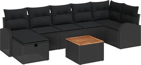 vidaXL Σετ Καναπέ Κήπου με μαξιλάρι 8 pcs Μαύρο Πολυ ράταν