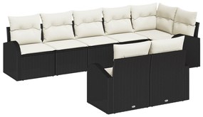 vidaXL Σετ 8 Τεμαχίων Καναπέ Κήπου με Μαξιλάρια Μαύρο Πολυ Ρατάν