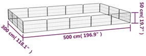 Παρκοκρέβατο Σκύλου 16 Πάνελ Μαύρο 100x50εκ Ατσάλι Βαφή Πούδρας - Μαύρο