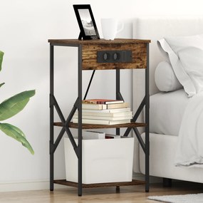 vidaXL Κομοδίνο Καπνιστή δρυς 41 x 31 x 76 εκ. Επεξεργασμένο ξύλο